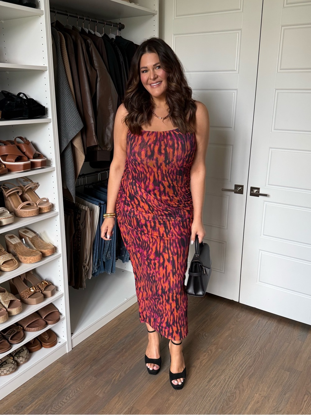 Ashley Graham Ruched Bodycon Midi Dress